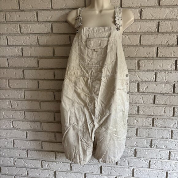 Share Motherhood Y2K 90s VTG Denim Bib Shortalls Overall Shorts Maternity Medium - Picture 1 of 6